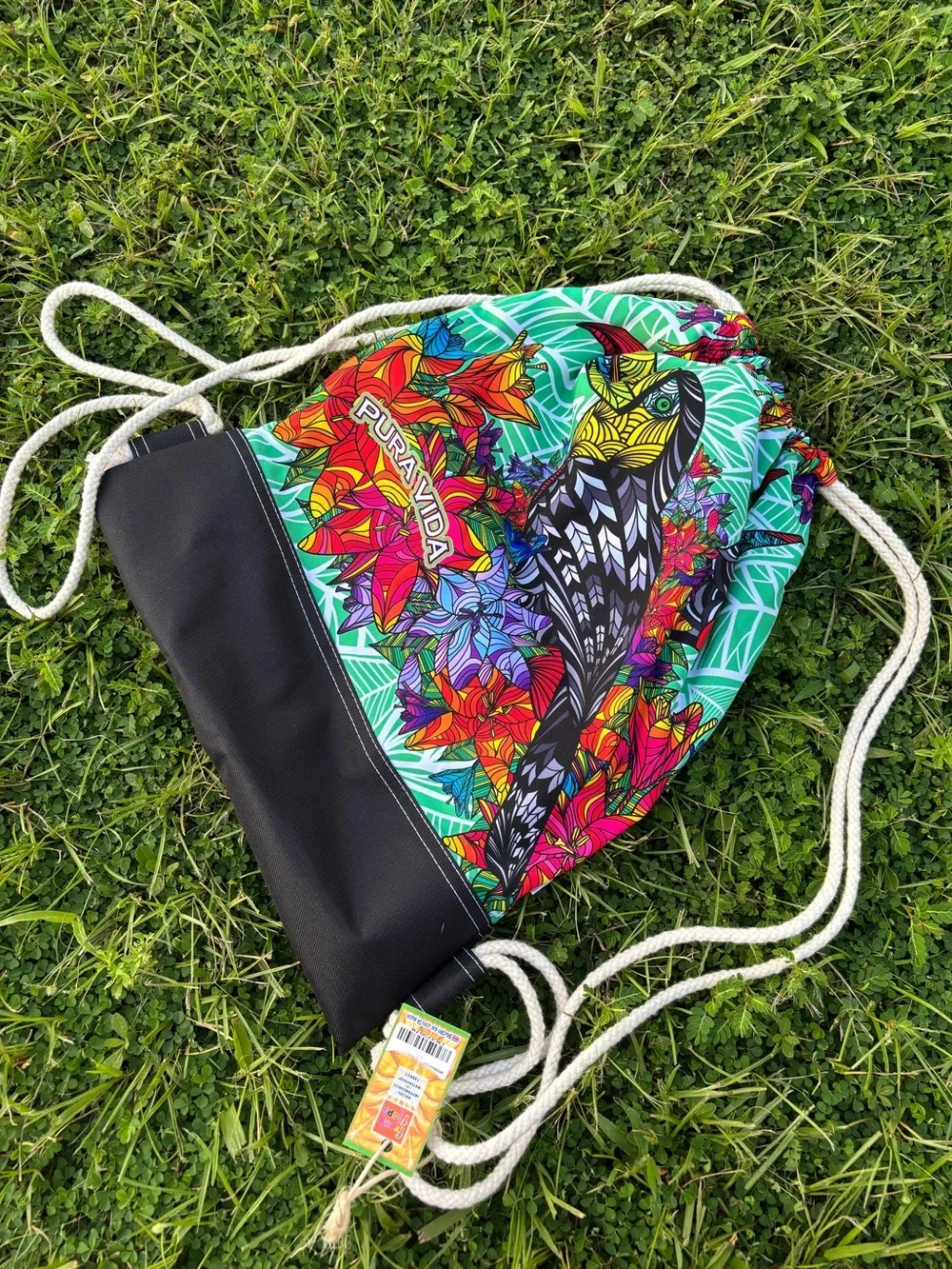 Multicolored Costa Rica Pura Vida Draw String Bag